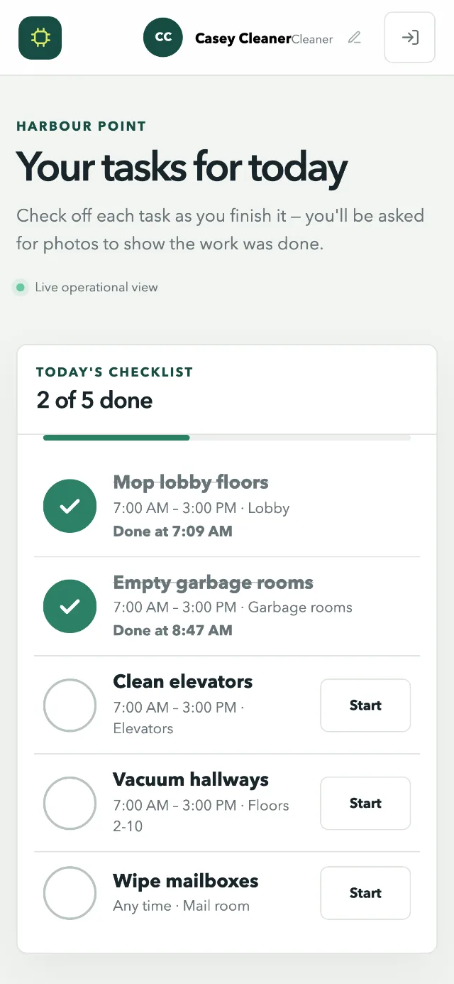 A cleaner's checklist for today