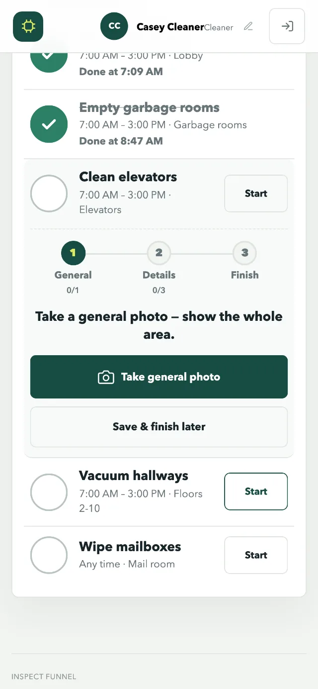 Taking the general photo for a task